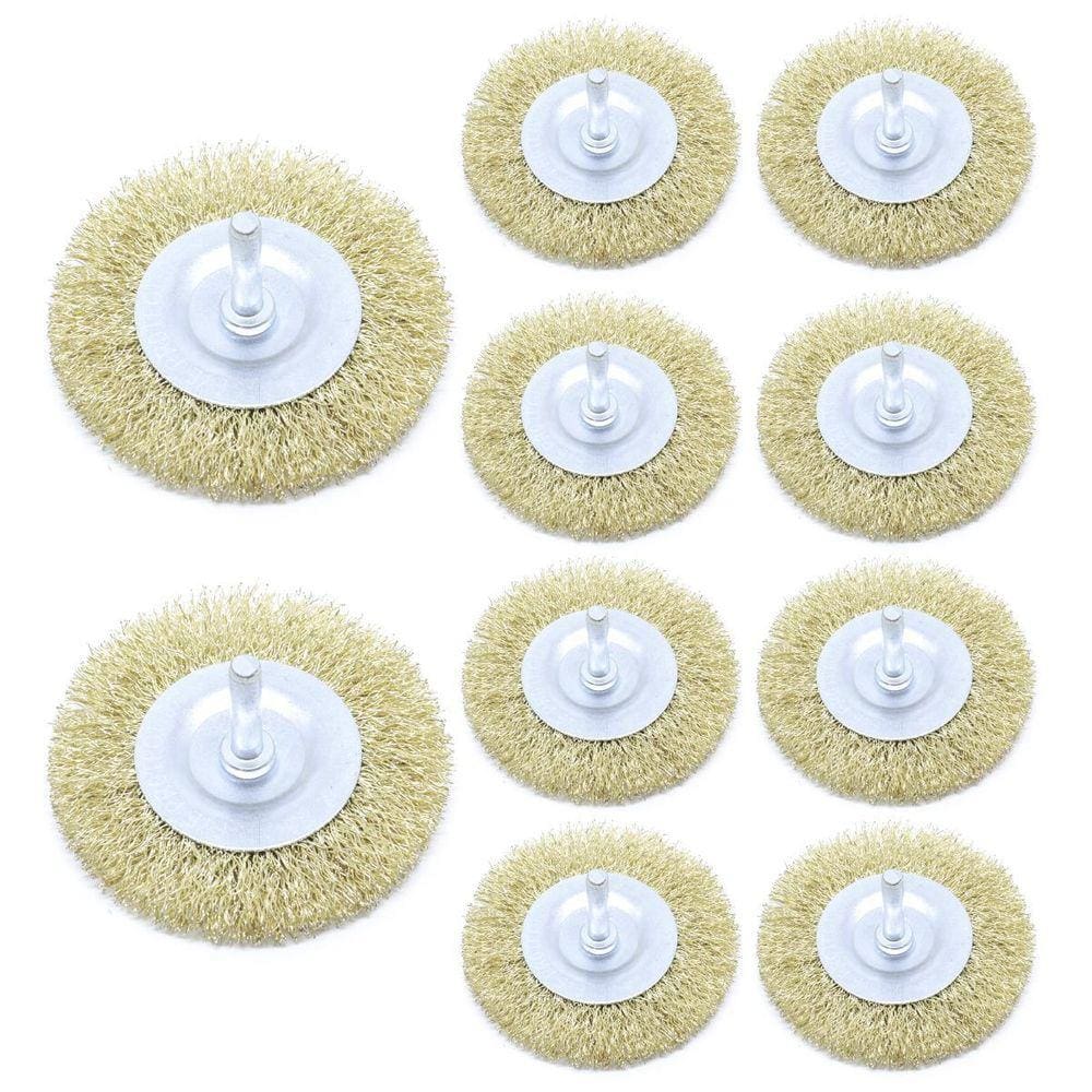 10 Escova De Aço Circular Furadeira 75X10Mm 4`` Haste 1/4