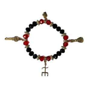 Pulseira Exu Cristal Preto E Vermelho Cristal E Silicone