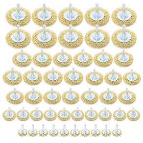 Kit Com 50 Escovas De Aço Circular Furadeira Com Haste 1/4