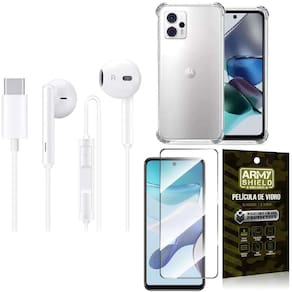 Capinha Moto G23 + Fone de Ouvido Tipo C + Película 3D