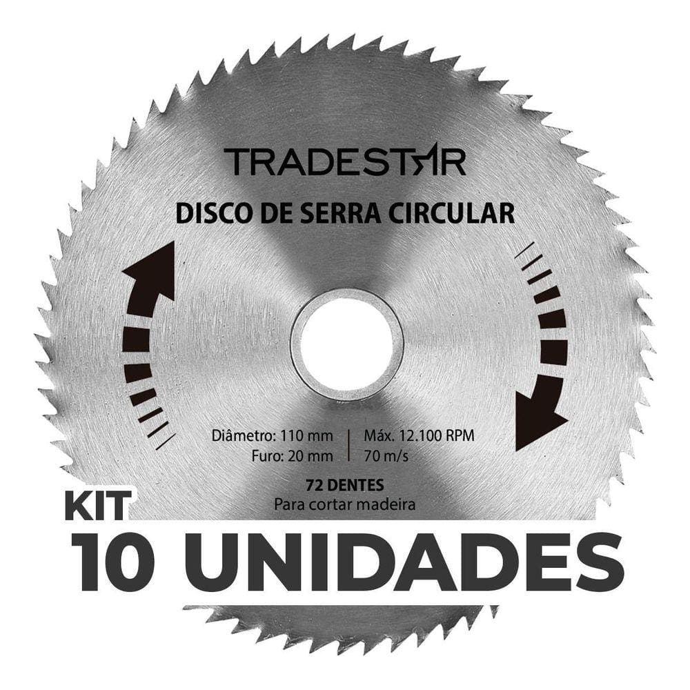 Kit 10 Discos Serra Circular 72D 110x20mm Makita