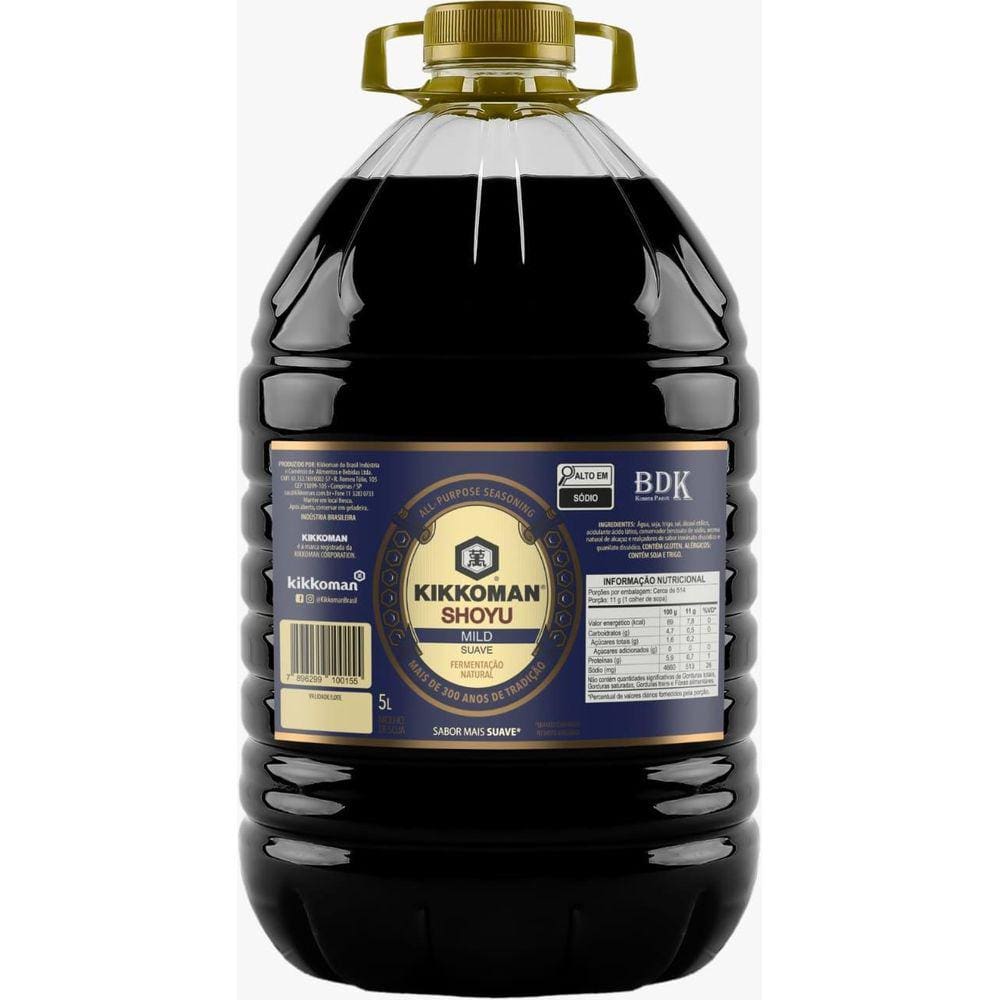 Molho Shoyu Kikkoman Mild Suave 5L - Fermentação Natural