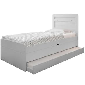 Cama Baú Solteiro Branco com Aux. com Colchões