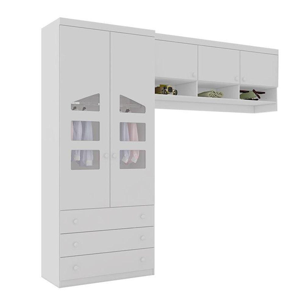 Quarto Modulado Infantil Eloisa com Guarda Roupa 2 Portas e Ponte Aérea - Phoenix Baby