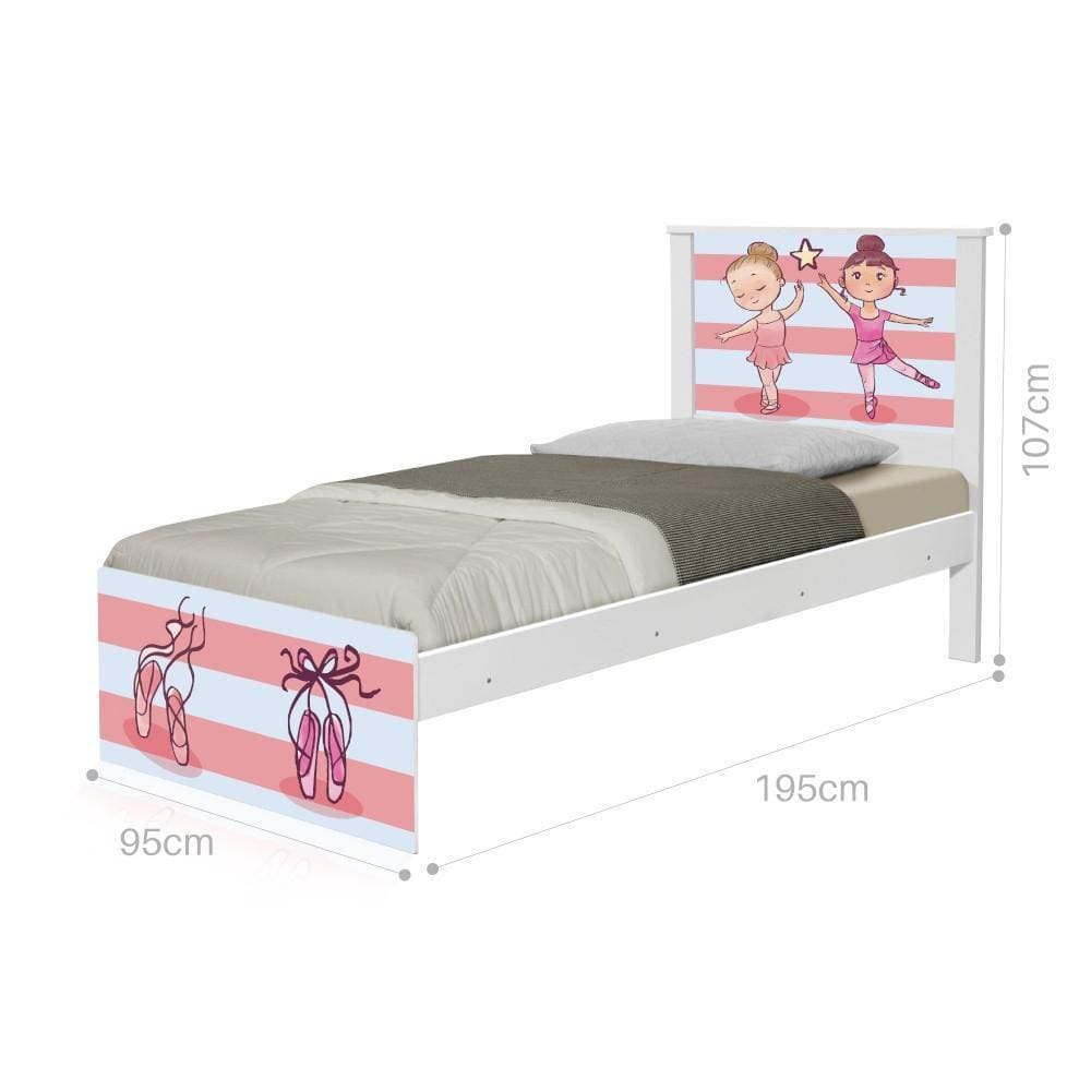 Cama Solteiro Bailarinas com Colchão