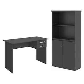 Escrivaninha e Armario Estante Filipinas Preto Onix