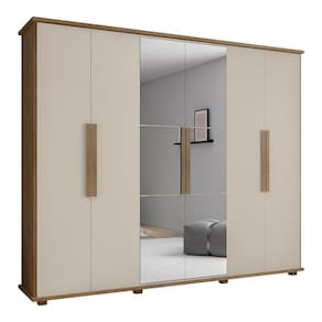 Guarda Roupa Com Espelho 6 Portas Bolzano Cinamomo Off White