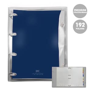 Fichário Colegial Vision Azul 4 Fechos 192Fls Dac