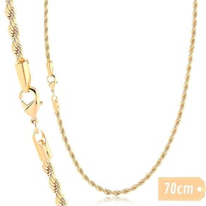 Corrente Elo Baiano Masculino Banhado A Ouro 18K 3Mm 70Cm