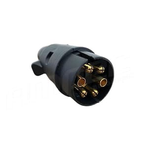 Tomada Engate Redonda 6 Polos Macho Preto 12/24V