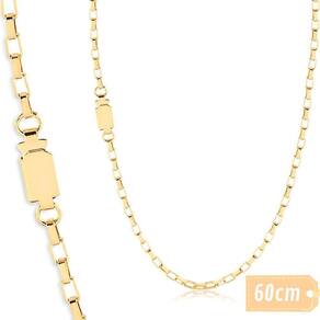 Corrente Masculina Veneziana Tijolinho Banhado A Ouro 60Cm