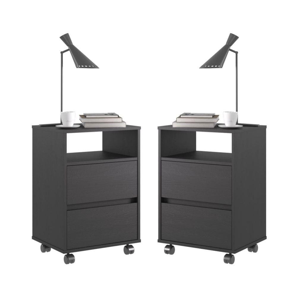 KIt de 2 Gaveteiros Flex Preto Onix