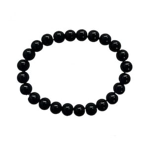 Pulseira Pedra Ônix Negra Natural Unissex 8 Mm