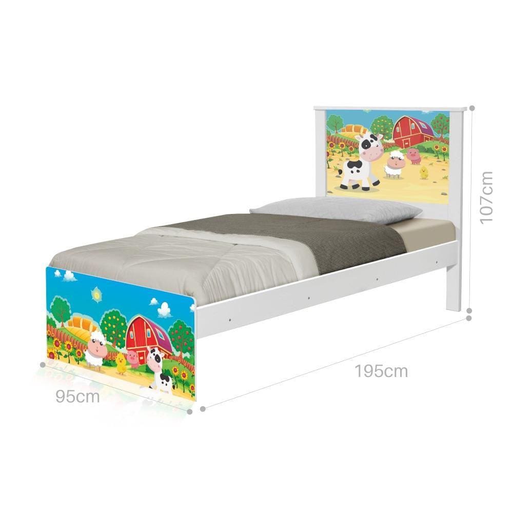 Cama Solteiro Fazendinha Colorida