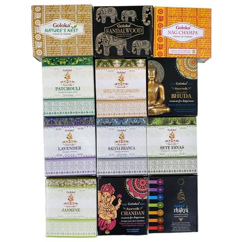 12 Caixas Incensos Cascata Goloka Diversos