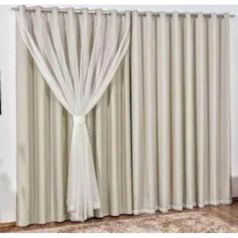 Cortina Blackout Com Voil Palha 5.40 X 2.80M