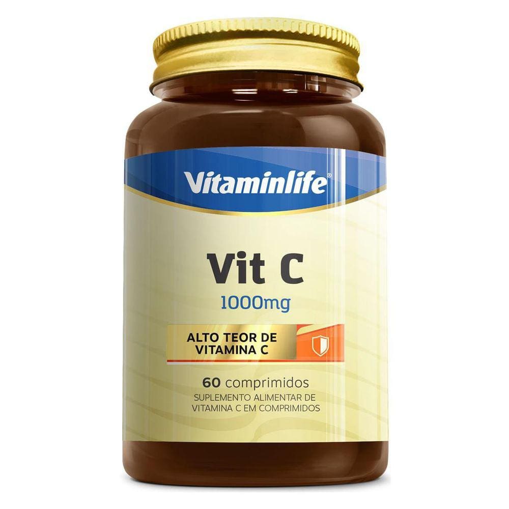 Vit C 1000Mg 60 Capsulas Vitamin Life Sem Sabor 60 Capsulas