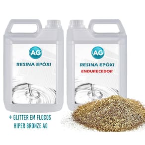 Resina Epóxi 1Kg + Glitter Em Flocos Hiper Bronze Ag Baixa E