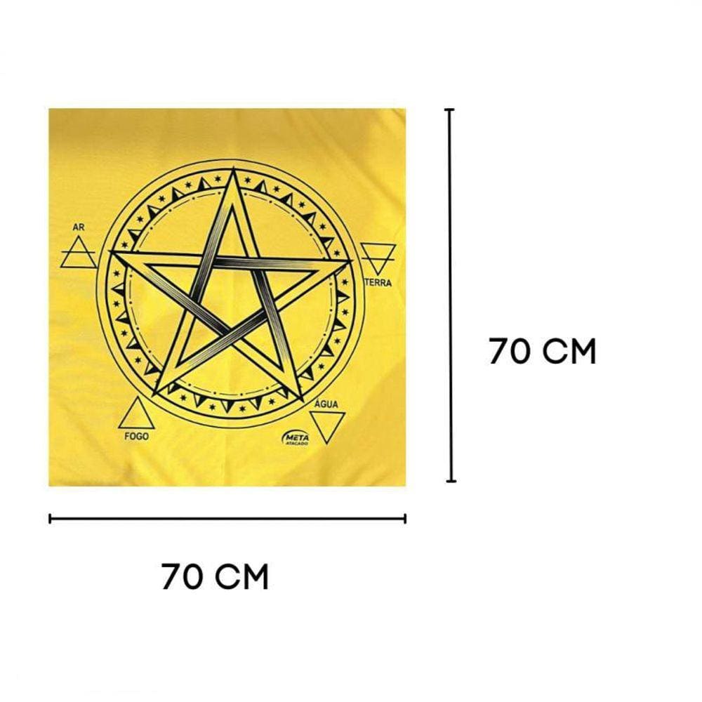 Toalha Tecido Jogo De Cartas Pentagrama 70 X 70 Cm Amarela