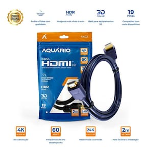 Cabo Hdmi Aquário 2.0 4K Full Hd 3D Blindado 4K02 - 2 Metros