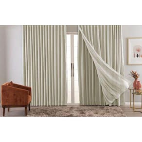 Cortina Trilho Suiço Blackout Com Linho Palha 5.00 X 2.90