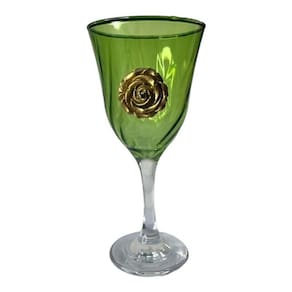 Taça Cigana Esmeralda Lirio Rosa Super Luxo 330Ml -Vidro