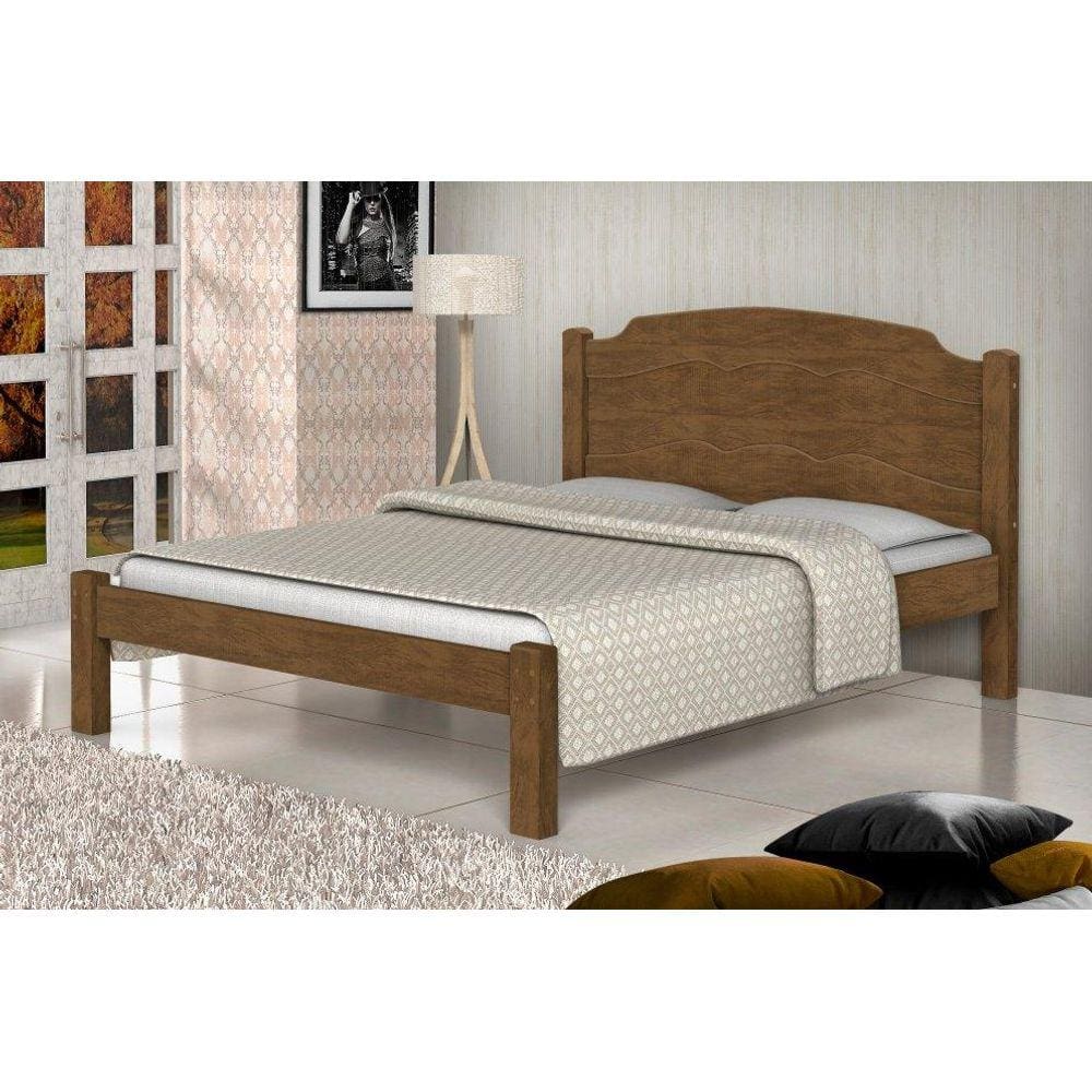 Cama Solteiro Maciel Castanho com Colchão