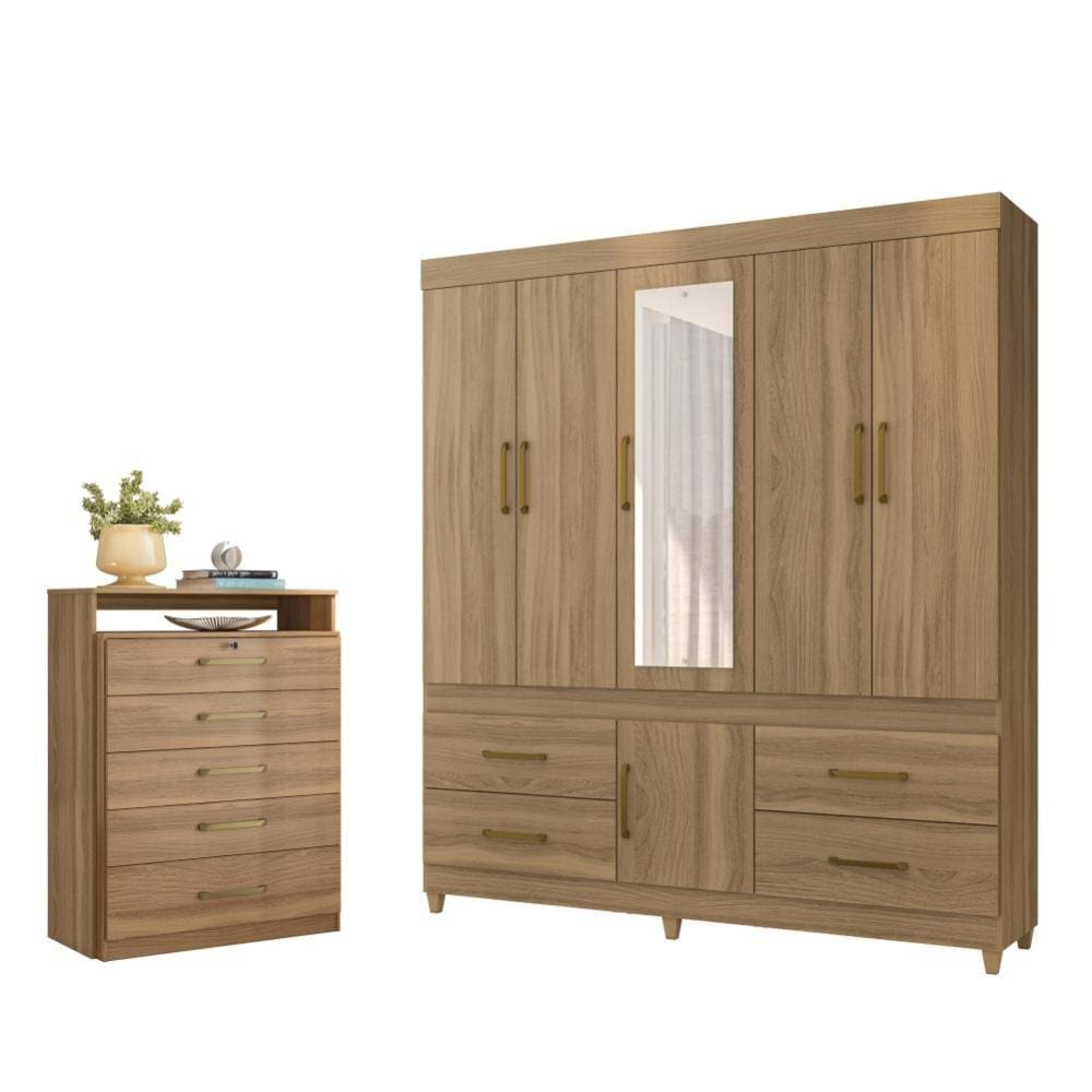 Jogo de Quarto Roupeiro e Comoda Pamplona