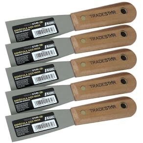 Kit 5 Espátula 4 Cm Aço Inox Multiuso Chapa Gesso Drywal