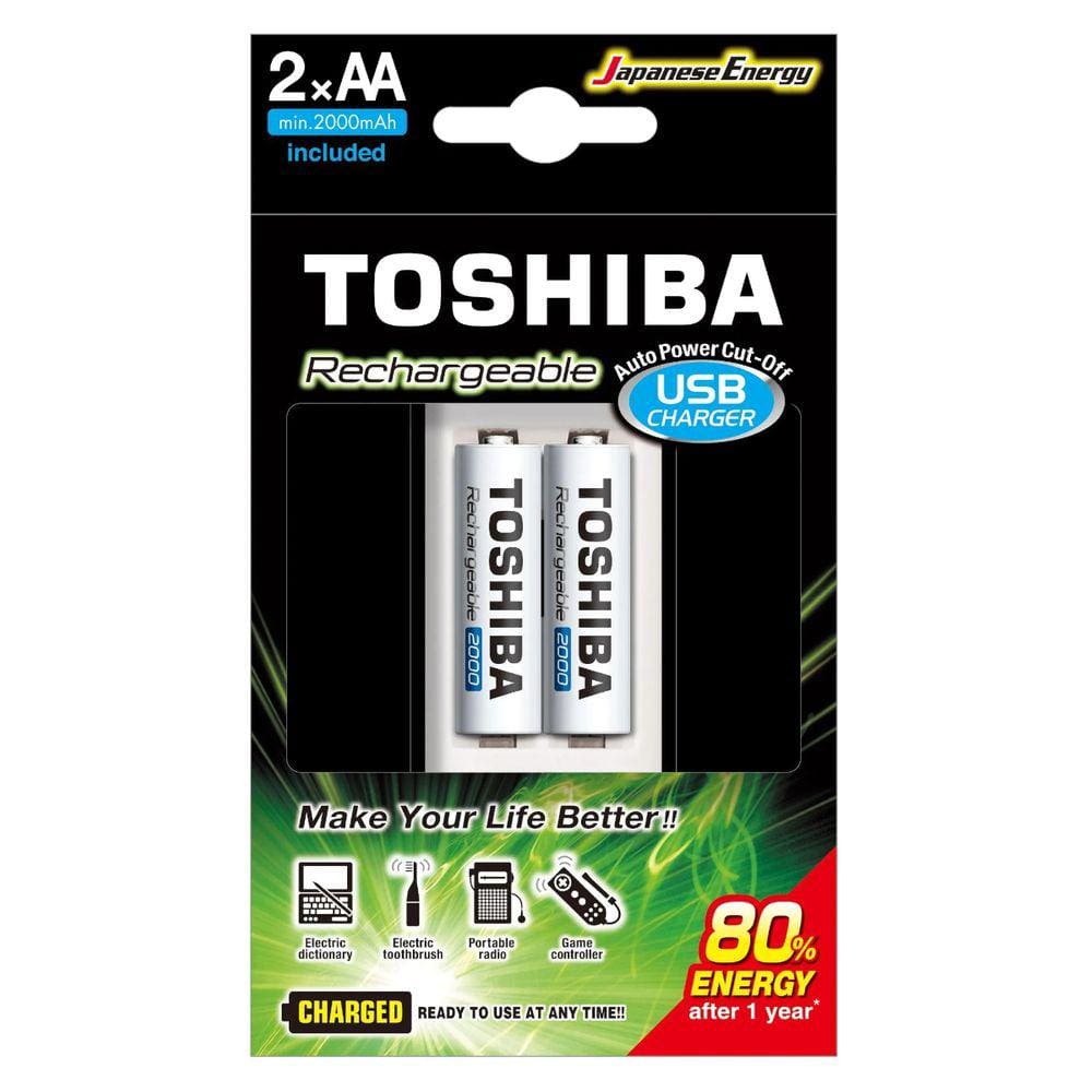 Carregador de Pilha  Toshiba Com Pilha recarregável 2000mAh 2 Unidades