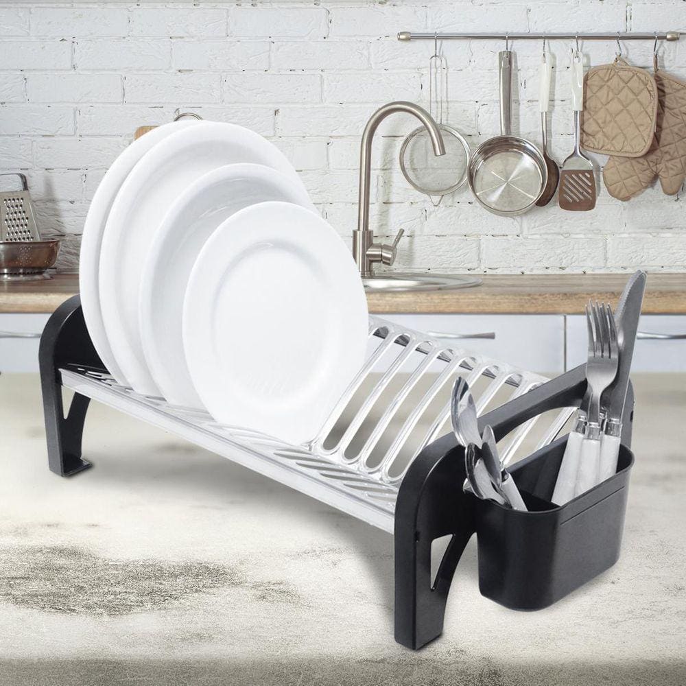 Escorredor Inox Super Compacto Preto Domum 16 Pratos