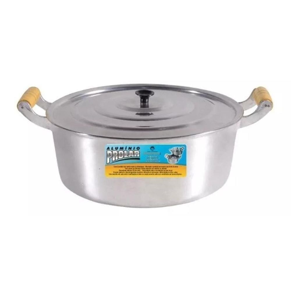 Panela Alumínio Batido 36cm 12,1L - Alças Madeira Prolar