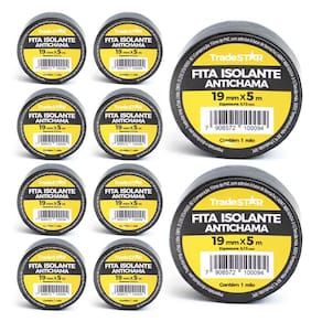 Fita Isolante PVC 19mm x 5m - Resistente 80C - Preto