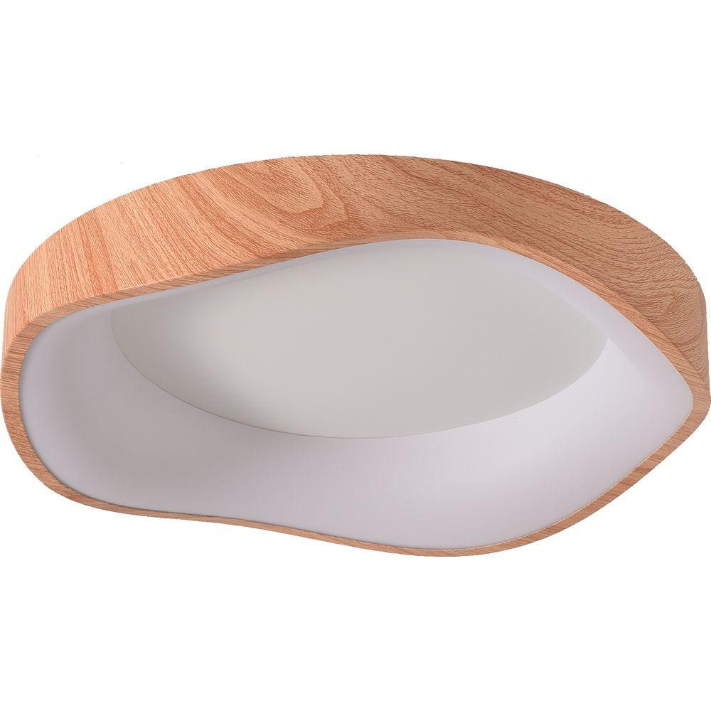 Plafon Redondo Edge Ø42cm Amadeirado E Branco 26W 3000K