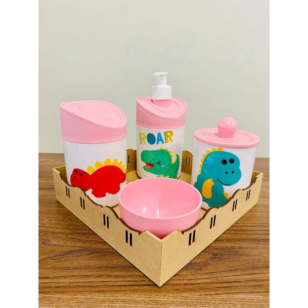 Kit Higiene Dino Baby c/bandeja quadrada crua