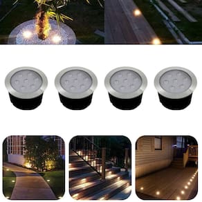 4 Balizadores Spot Pvc Led Smd 7W Branco Quente De Embutir
