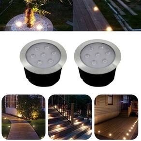 2 Balizadores Spot Pvc Led Smd 7W Branco Quente De Embutir