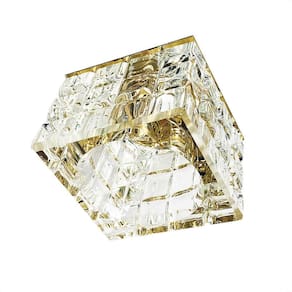 Spot de Cristal K9 com Base Dourada Espelhada 7cm - Bivolt