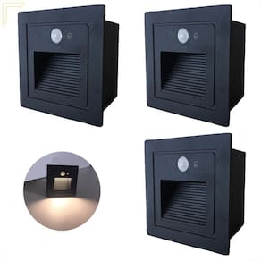 Kit 3 Balizador Led Parede Sensor Presença Embutido Preto