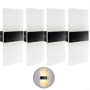 Kit 4 Arandela Preta Escovado Acrilico Jateado Led 3000K