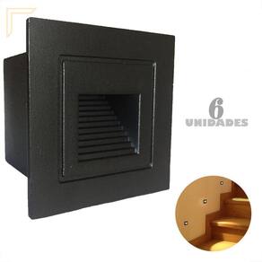 Kit 6 Balizador Embutido Externo Preto Mini Parede Fachada