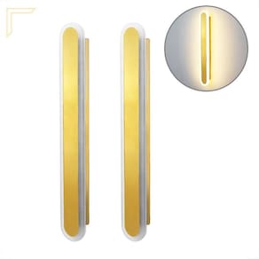 Kit 2 Arandela Acrilico Aluminio Dourado Corredor Led Lup99