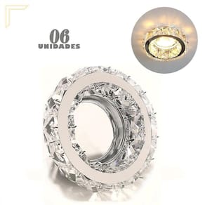6 Spot De Cristal Embutir Inox Redondo K9 Mr16 Sala Lup70