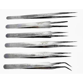 Pinça Ferramenta Relojoeiro Aço Inox Kit 6 Peças