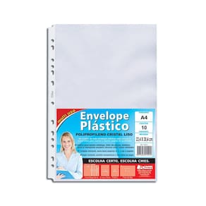 Envelope Plástico Chies A4 Refil Furação Universal com 10 Folhas