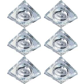 Spot Cristal Transparente com Luz Direcional - Kit 06 Spots