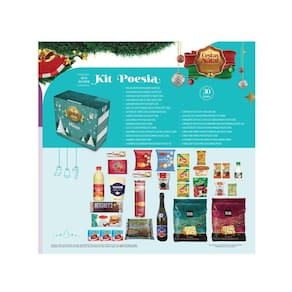 Cesta de Natal 2023 - Mix Aperitivos, Chocolate, Uva-passa, Doce de Leite, Farofa, Gelatinas, Goiabada, Macarrão