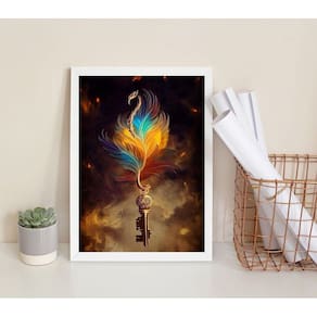 Quadro Decorativo Arquétipo Fênix- Chave 45X34Cm - Com Vidro