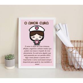 Quadro Decorativo Reflexão O Amor Cura 45X34Cm - Com Vidro