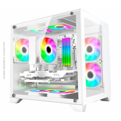 Gabinete Gamer K-Mex Space Z White, Micro ATX, Vidro Temperado, Branco - CG-W1AD